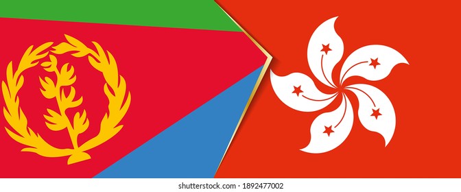 Banderas de Eritrea y Hong Kong, dos banderas vectoriales símbolo de relación o enfrentamiento.