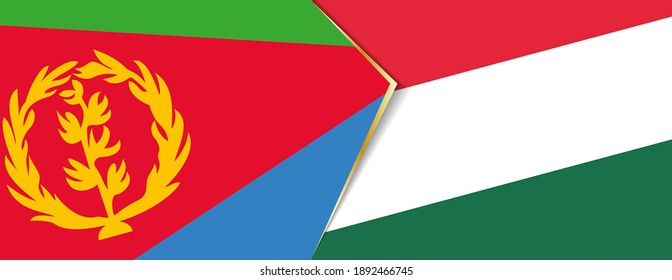 Eritrea and Hungary flags, two vector flags symbol of relationship or confrontation.