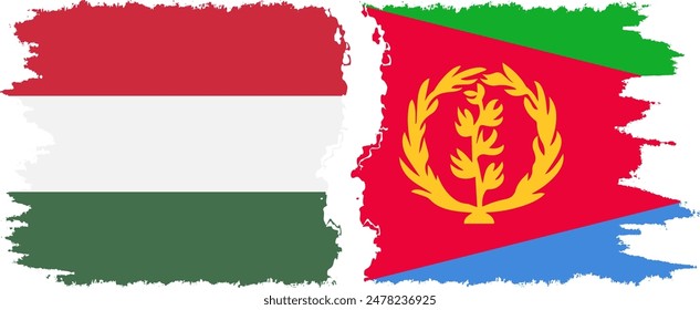 Eritrea and Hungary grunge flags connection, vector