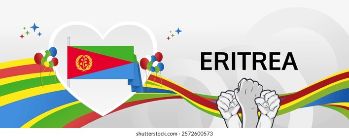 Eritrea Independence Day modern greeting banner. 24 May Happy Eritrea National Day. Holiday abstract concept in flag colors. Great for event like carnival, feast poster, support, culture and tourism