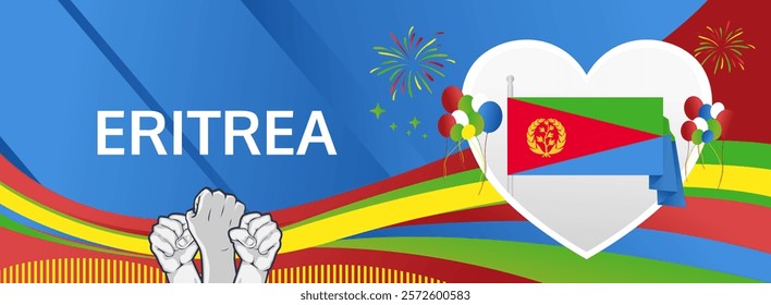 Eritrea Independence Day modern greeting banner. 24 May Happy Eritrea National Day. Holiday abstract concept in flag colors. Great for event like carnival, feast poster, support, culture and tourism