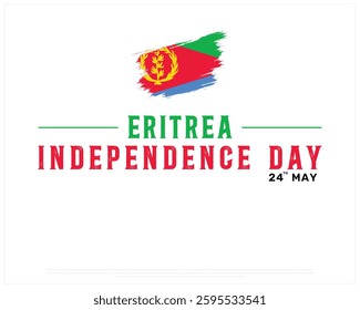 ERITREA Independence Day on a white background, Vector design of Independence day of ERITREA with brush flag, Typographic Design of ERITREA National Day, Flag typography of ERITREA