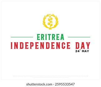 ERITREA Independence Day on a white background, Vector design of Independence day of ERITREA with flag icon, Typographic Design of ERITREA National Day, Flag typography of ERITREA