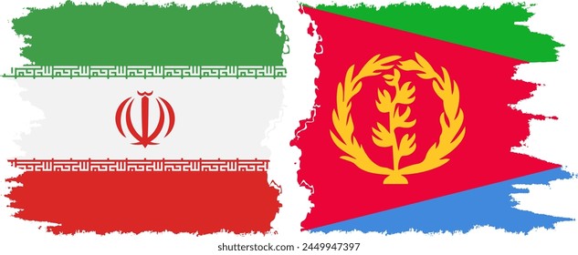 Eritrea and Iran grunge flags connection, vector