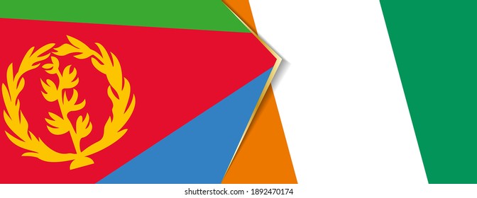 Banderas de Eritrea y Costa de Marfil, dos banderas vectoriales símbolo de relación o enfrentamiento.
