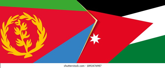 Eritrea and Jordan flags, two vector flags symbol of relationship or confrontation.