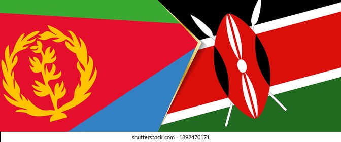 Eritrea and Kenya flags, two vector flags symbol of relationship or confrontation.