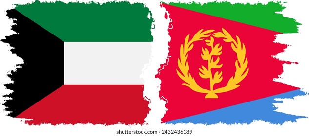 Eritrea and Kuwait grunge flags connection, vector