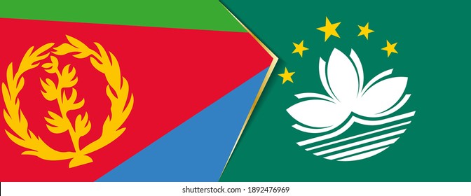Eritrea and Macau flags, two vector flags symbol of relationship or confrontation.