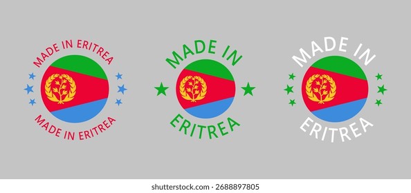 Eritrea Made in Stamp in circle with flag on white background
