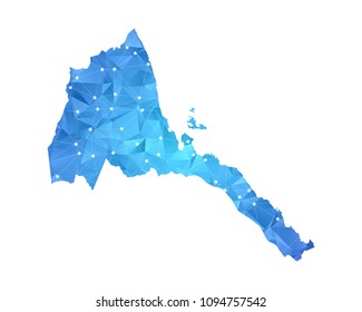 Eritrea Map - Abstract geometric rumpled triangular low poly style gradient graphic on white background.