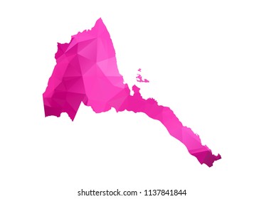 Eritrea Map - Abstract geometric rumpled triangular low poly style gradient graphic on white background, polygonal design for your . Vector illustration