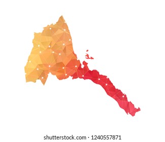 Eritrea Map - Abstract geometric rumpled triangular low poly style gradient graphic on white background , line dots polygonal design for your . Vector illustration eps 10.