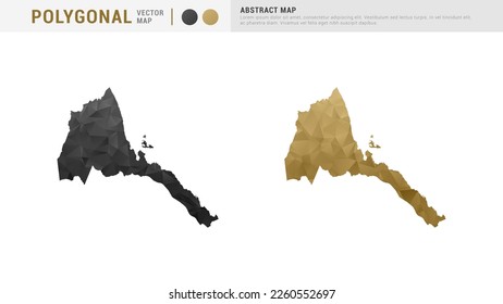 Mapa eritreo de la pareja de juegos de polígonos de oro abstracto y vector negro.