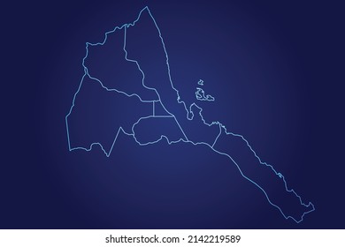 Eritrea Map of Abstract High Detailed Glow Blue Map on Dark Background logo illustration	