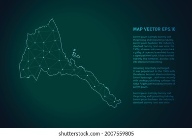 eritrea map. Abstract mash line and point scales on dark background . 3D mesh polygonal network line, design sphere, dot and structure. Vector illustration eps 10.