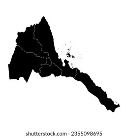 Eritrea map with administrative divisions. Vector illustration.