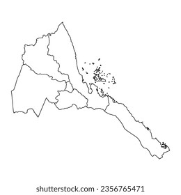 Eritrea map with administrative divisions. Vector illustration.