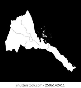 Mapa de Eritrea con divisiones administrativas. Ilustración vectorial.