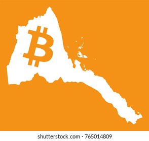 Eritrea map with bitcoin crypto currency symbol illustration