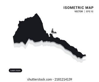Eritrea map black on white background with 3d isometric vector illustration