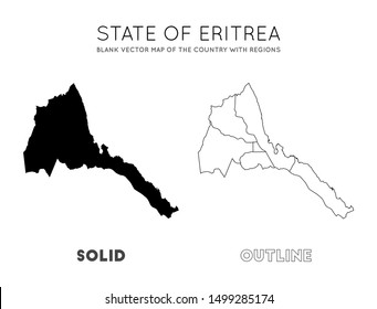 Eritrea map. Blank vector map of the country with regions. Borders of Eritrea for your infographic. Vector illustration.