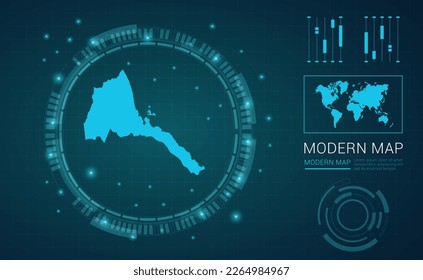 Eritrea map of blue digital frame Futuristic Sci Fi Modern User vector HUD, GUI, UI interface.