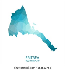 Eritrea map - blue geometric rumpled triangular low poly style gradient graphic background , polygonal design for your . Vector illustration eps 10.