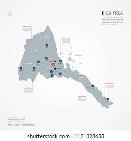 Eritrea map with borders, cities, capital Asmara and administrative divisions. Infographic vector map. Editable layers clearly labeled.