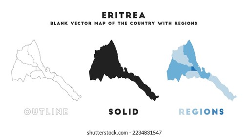 Eritrea map. Borders of Eritrea for your infographic. Vector country shape. Vector illustration.