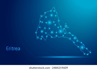 Eritrea map - concept of communication technology, graphic of low poly.