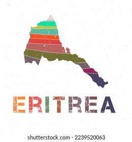 Eritrea map design. Shape of the country with beautiful geometric waves and grunge texture. Charming vector illustration.