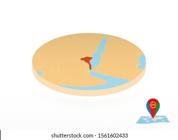 Eritrea map designed in isometric style, orange circle map of Eritrea for web, infographic and more.   