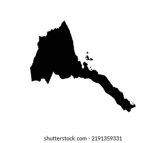 Eritrea Map. Eritrean Country Map. Black and White National Nation Outline Geography Border Boundary Shape Territory Vector Illustration EPS Clipart