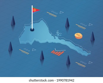 Eritrea Map, Flag and Currency Modern Isometric Business and Economy Vector Illustration Design