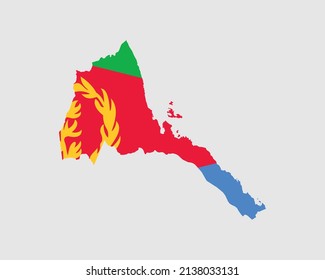 Eritrea Map Flag. Map of Eritrea with the Eritrean country banner. Vector Illustration.