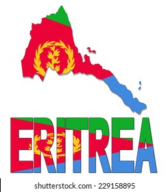 Eritrea map flag and text vector illustration