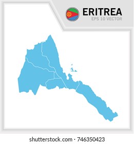 Eritrea map and flag in white background