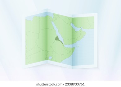 Eritrea map, folded paper with Eritrea map. Vector illustration.