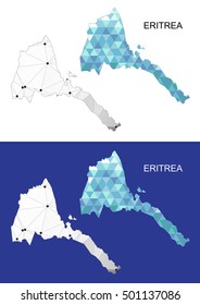 Eritrea map in geometric polygonal style. Abstract gems triangle.
