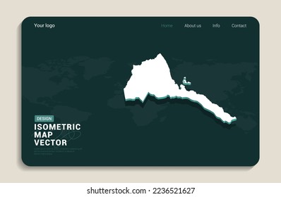 Eritrea map green background with isometric vector. Web banner layout template.