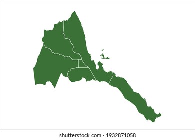 Eritrea Map Green Color on White Backgound