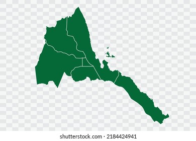 Eritrea Map green Color on White Background quality files Png