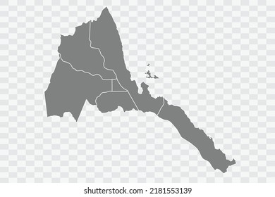 Eritrea Map grey Color on White Background quality files Png