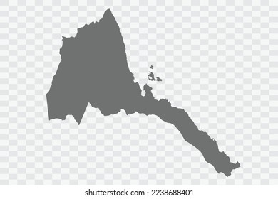 Eritrea Map grey Color on White no demarcation line Background  Png