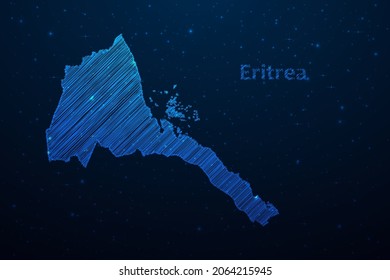 Eritrea map hand drawn scribble sketch.Vector map in futuristic style on dark blue space background. Vector illustration.