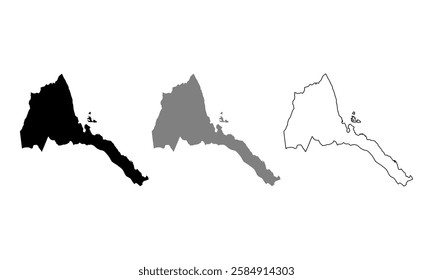 eritrea map illustration isolated on background. map in black, gray, and outlines	