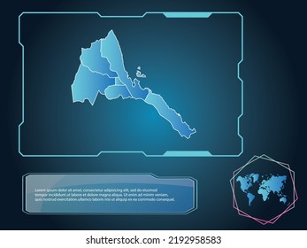 Eritrea Map infographic technology blue Color element collection background