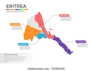 Eritrea map infographics vector template with regions and pointer marks