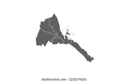 Mapa de Eritrea aislado en el fondo blanco.para el diseño anual del sitio web del informe de infografía.